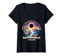Mujer Santa Ponça, España Gran Eclipse Solar Europeo 2026 Camiseta Cuello V