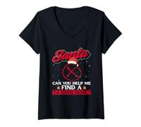 Mujer Santa ¿Puedes ayudarme a Encontrar un Geocache T5? Geocach de Navidad Camiseta Cuello V