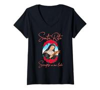 Mujer Santa Rita de Casia, siempre a mi lado. Camiseta Cuello V
