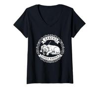 Mujer Santa 's Little Napper, Funny Cane Corso Dog Christmas Camiseta Cuello V