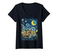 Mujer Santa Sofía Estambul Noche Estrellada Historia del Arte Presente Camiseta Cuello V