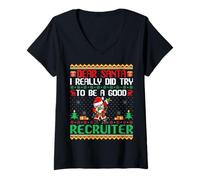 Mujer Santa Try to Be a Good Recruiter - Funny Christmas Camiseta Cuello V