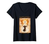 Mujer Sant'Antonio Padua Santo Patrono Católico Milagro Religioso Camiseta Cuello V