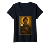Mujer Santo Icono Católico de Santa Josefina Bakhita Camiseta Cuello V