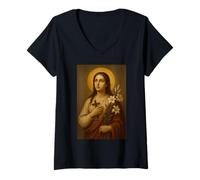 Mujer Santo Icono Católico de Santa María Goretti Camiseta Cuello V