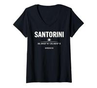 Mujer Santorini Grecia Coordina el diseño de Viajes mediterráneos Camiseta Cuello V