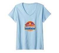 Mujer Santorini Grecia Vacaciones Islas Griegas Hombres Mujeres Niños Familia Camiseta Cuello V