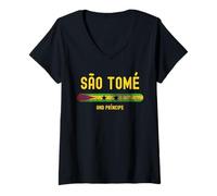 Mujer São Tomé and Príncipe Flag | São Toméan Vintage Distressed Camiseta Cuello V