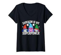Mujer Sarcasm Is My Superpower Gnomes For Women Men and Superhero Camiseta Cuello V