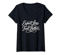 Mujer Sarcasmo Espera Menos Siéntete Mejor Mujer Divertida Camiseta Cuello V