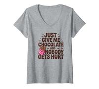 Mujer Sarcasmo para amantes del chocolate - Just Give Me Candy Bar Camiseta Cuello V