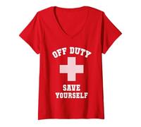 Mujer Sarcástico Off Duty Save Yourself Girls Lifeguards Swim Camp Camiseta Cuello V