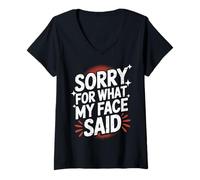 Mujer Sarcástico Perdón por Lo Que Dijo Mi Cara Humor Retro Camiseta Cuello V