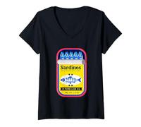 Mujer Sardinas Con Sal Añadida Mar Camiseta Cuello V
