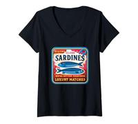 Mujer Sardinas Mantenerse Cerca Estamos Mejor Juntos Camiseta Cuello V