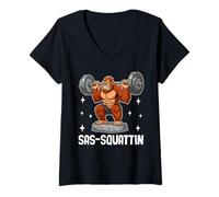 Mujer SAS-Squattin Mythical Strength Icon Camiseta Cuello V