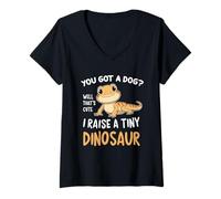 Mujer Sassy Bearded Dragon ¿Tienes un perro? Yo crio un dinosaurio diminuto Camiseta Cuello V