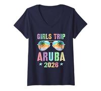 Mujer Sassy Girls Trip Aruba 2026 Vacay Natation Travel Matching Camiseta Cuello V