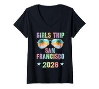 Mujer Sassy Girls Trip San Francisco 2026 Viajes Natación Vacaciones Camiseta Cuello V