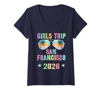Mujer Sassy Girls Trip San Francisco 2026 Viajes Natación Vacaciones Camiseta Cuello V