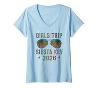 Mujer Sassy Girls Trip Siesta Key 2026 Vacay Swim Travel Matching Camiseta Cuello V