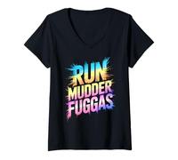 Mujer Sassy Mud Run Mudder Fockers Mudda Mudding Queen Muddy Trail Camiseta Cuello V