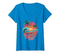 Mujer Sassy Myrtle Beach 2026 Queen Trip Swim Vacaciones Cumpleaños Camiseta Cuello V