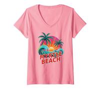 Mujer Sassy Myrtle Beach Queen Trip Swim Vacaciones Cumpleaños Camiseta Cuello V