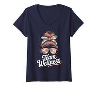 Mujer Sassy Team Wellness Fitness PT Enfermera Diva OT P.E Gimnasio Camiseta Cuello V
