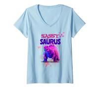Mujer Sassysaurus Toddler Girls Women Dinosaurs Fan Enthusiast Camiseta Cuello V