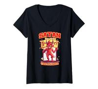 Mujer SATAN TAKE A NUMBER Camiseta Cuello V