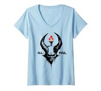 Mujer Satanás Llama Negra Wicca Diablo Brujería Paganismo Lucifer Camiseta Cuello V