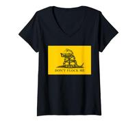 Mujer Sátira de privacidad política de Serpiente de la Libertad Don't Flock Me Camiseta Cuello V