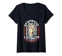 Mujer Saturnalia Una Celebración De La Libertad SPQR Navidad De Romanos Camiseta Cuello V