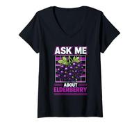 Mujer Saúco Pregúntame Acerca De Herbolario Retro Divertido Foraging Camiseta Cuello V