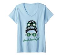 Mujer Saudi Girl Arabia Saudita Colores Bandera Game Day Ganador Spirit Camiseta Cuello V