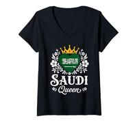 Mujer Saudi Queen Saudi Arabia Flag Proud Saudi Woman Camiseta Cuello V