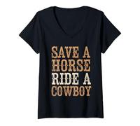 Mujer Save A Horse Ride A Cowboy Tshirt Country Outfits Horseback Camiseta Cuello V