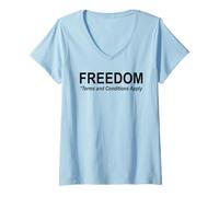 Mujer Save Freedom Terms and Conditions Apply America Land of Free Camiseta Cuello V