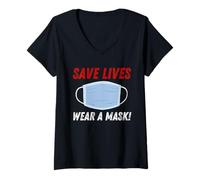 Mujer Save Lives Wear a Mask Camiseta Cuello V