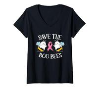 Mujer Save The Boo-Bees - Disfraz Perezoso de Halloween para cáncer de Mama Camiseta Cuello V