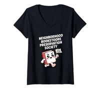 Mujer Save The Books Cute Book Graphic Apoyo a Las Empresas Locales Camiseta Cuello V