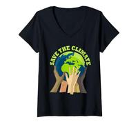 Mujer Save The Climate Day Der Erde Outfit Camiseta Cuello V
