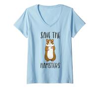 Mujer Save The Hamsters Cull Pets Animal Rescue, Divertido Amante de Las Mascotas Camiseta Cuello V