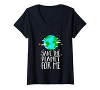 Mujer Save The Planet For Me - Paz Mundial, Día de la Tierra, Medio Ambiente Camiseta Cuello V