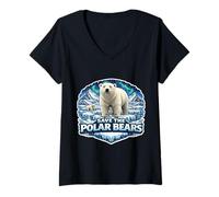 Mujer Save The Polar Bears Lover Día de la Tierra Ambiente Ecología Fan Camiseta Cuello V
