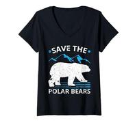 Mujer Save The Polar Bears - Protección del Medio Ambiente Naturaleza Camiseta Cuello V