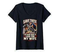 Mujer Save These I'm Going Back To Look For My Wife Golfer Humor Camiseta Cuello V