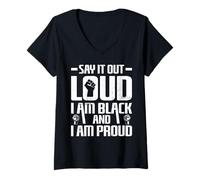 Mujer Say It out Loud I Am Black and I Am Proud Camiseta Cuello V