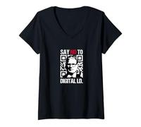 Mujer Say NO to Digital ID - Defend Freedom - Stop Control - Brit Camiseta Cuello V